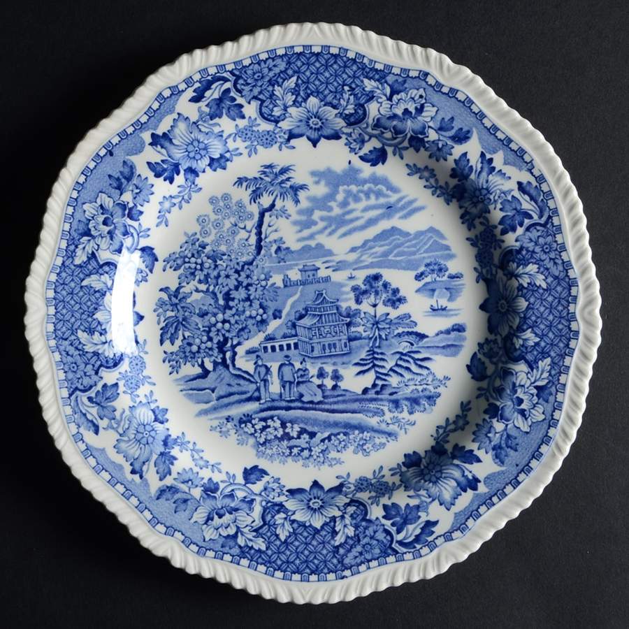 Seaforth Blue (Rope Edge, Scallop) Luncheon Plate by Wood & Sons-1
