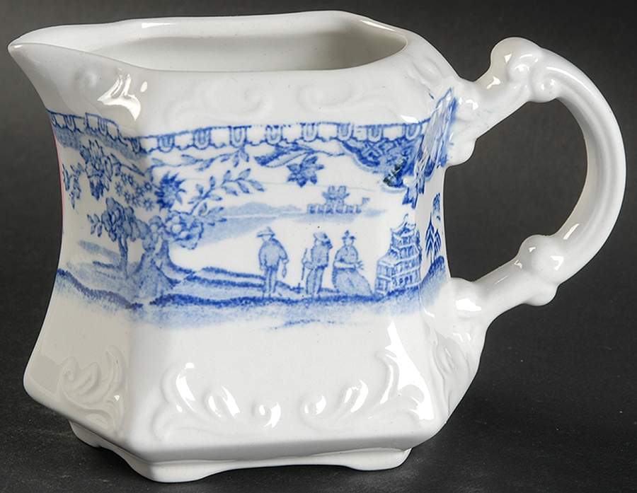 Seaforth Blue (Rope Edge, Scallop) Creamer by Wood & Sons-1