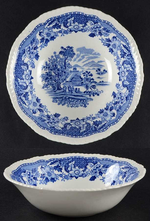 Seaforth Blue (Rope Edge, Scallop) Coupe Cereal Bowl by Wood & Sons-1