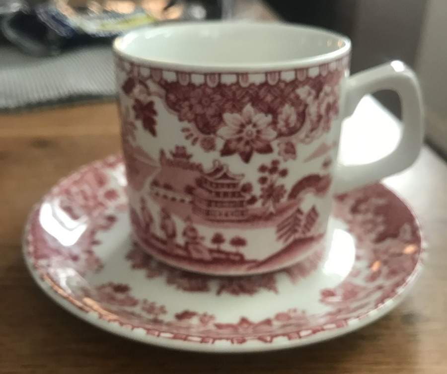 Seaforth Pink (Smooth) Flat Cup & Saucer Set by Wood & Sons-1