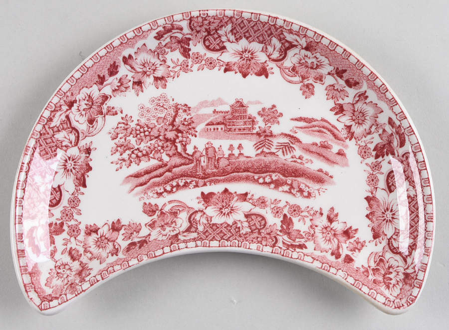 Seaforth Pink (Smooth) Crescent Salad Plate by Wood & Sons-1
