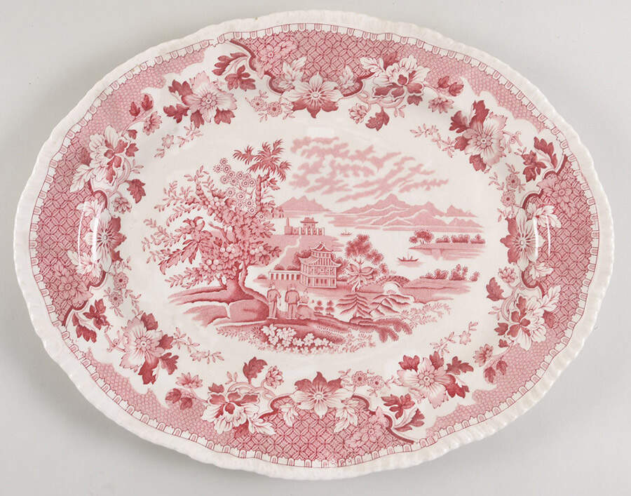 Seaforth Pink (Smooth) 16" Oval Serving Platter by Wood & Sons-1