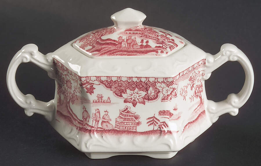 Seaforth Pink (Smooth) Sugar Bowl & Lid by Wood & Sons-1
