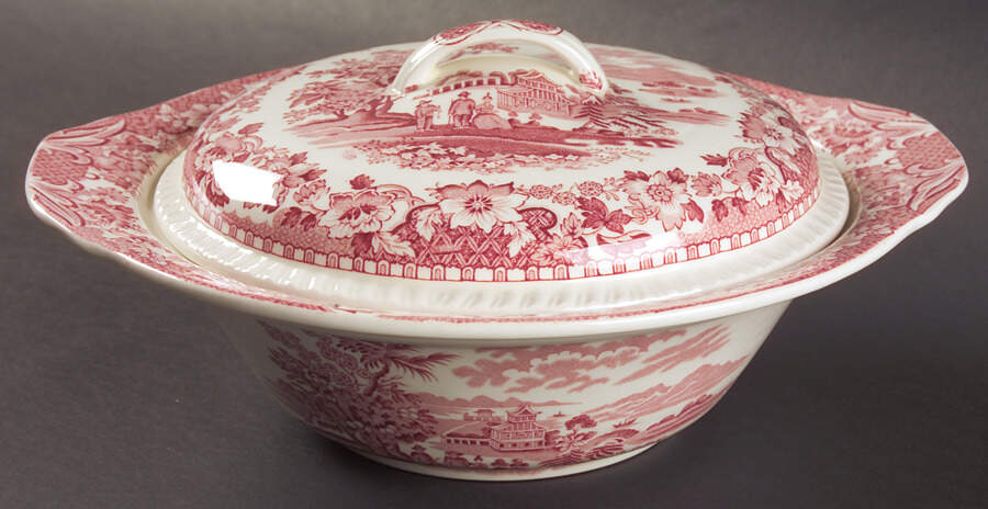 Seaforth Pink (Smooth) Round Covered Vegetable by Wood & Sons-1
