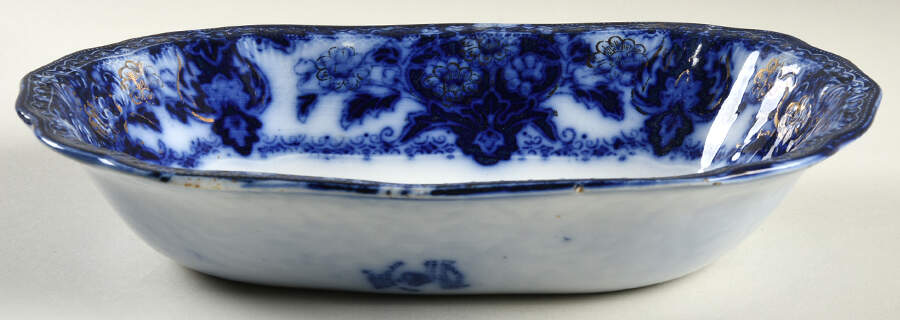 Seville (Flow Blue) 9" Oval Vegetable Bowl by Wood & Sons-1