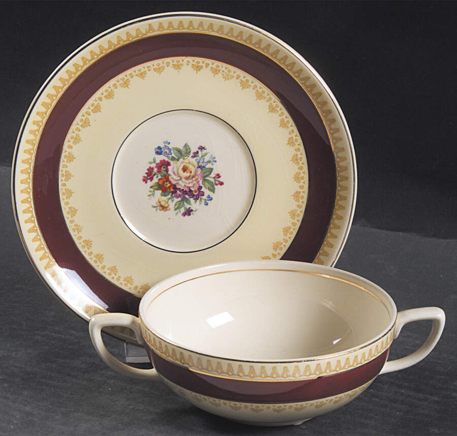 Sherborne Flat Cream Soup Bowl & Saucer Set by Wood & Sons-1