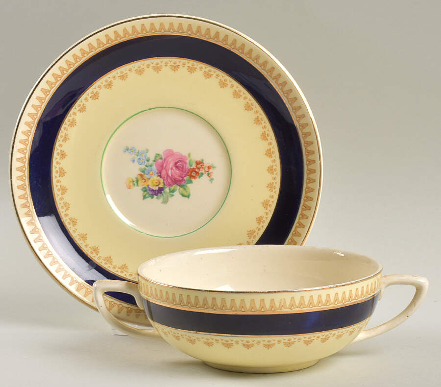 Sherborne Flat Cream Soup Bowl & Saucer Set by Wood & Sons-1