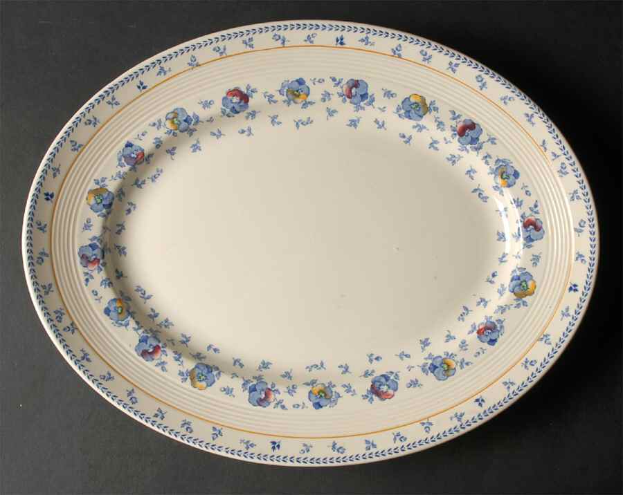 Sunny Brook Blue 14" Oval Serving Platter by Wood & Sons-1