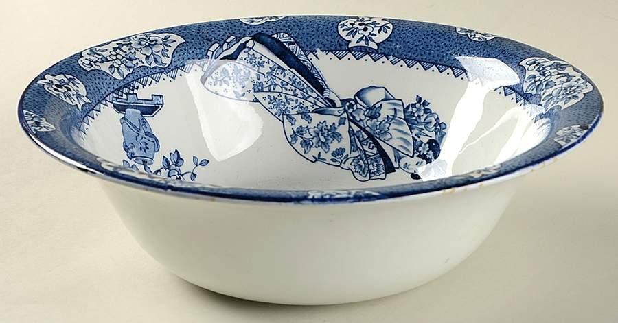 Tsing (Blue) 9" Round Vegetable Bowl by Wood & Sons-1