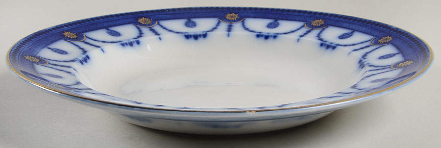 Venice Flow Blue (Gold Trim) Large Rim Soup Bowl by Wood & Sons-1