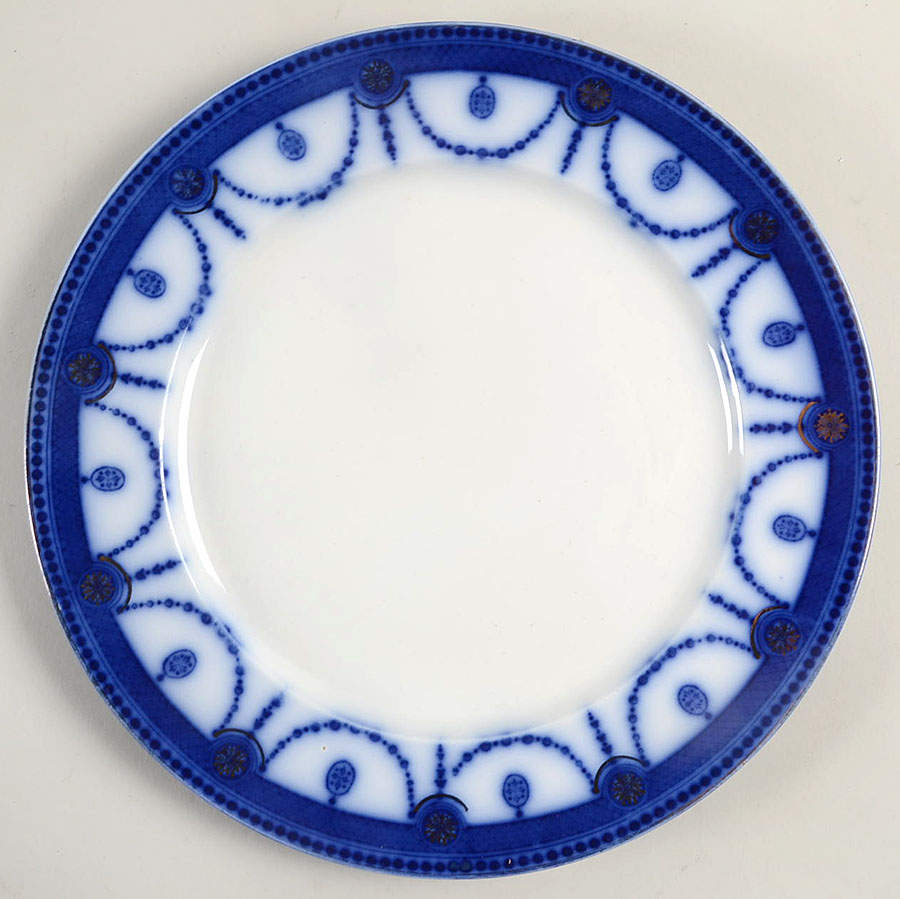 Venice Flow Blue (Gold Trim) Dinner Plate by Wood & Sons-1