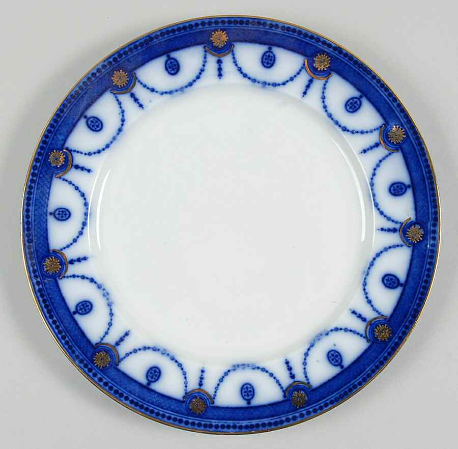 Venice Flow Blue (Gold Trim) Luncheon Plate by Wood & Sons-1