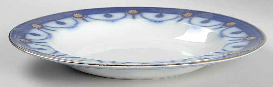 Venice Flow Blue (Gold Trim) Large Rim Soup Bowl by Wood & Sons-1