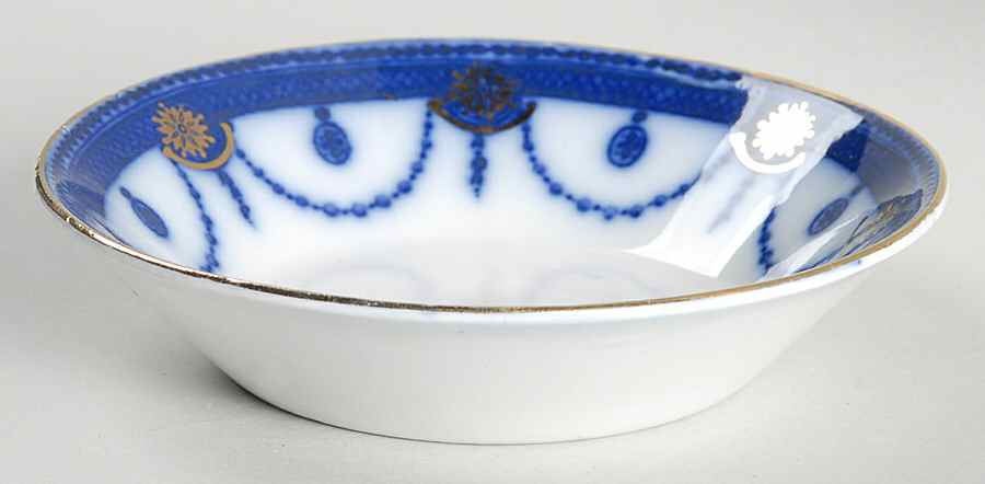 Venice Flow Blue (Gold Trim) Fruit/Dessert (Sauce) Bowl by Wood & Sons-1