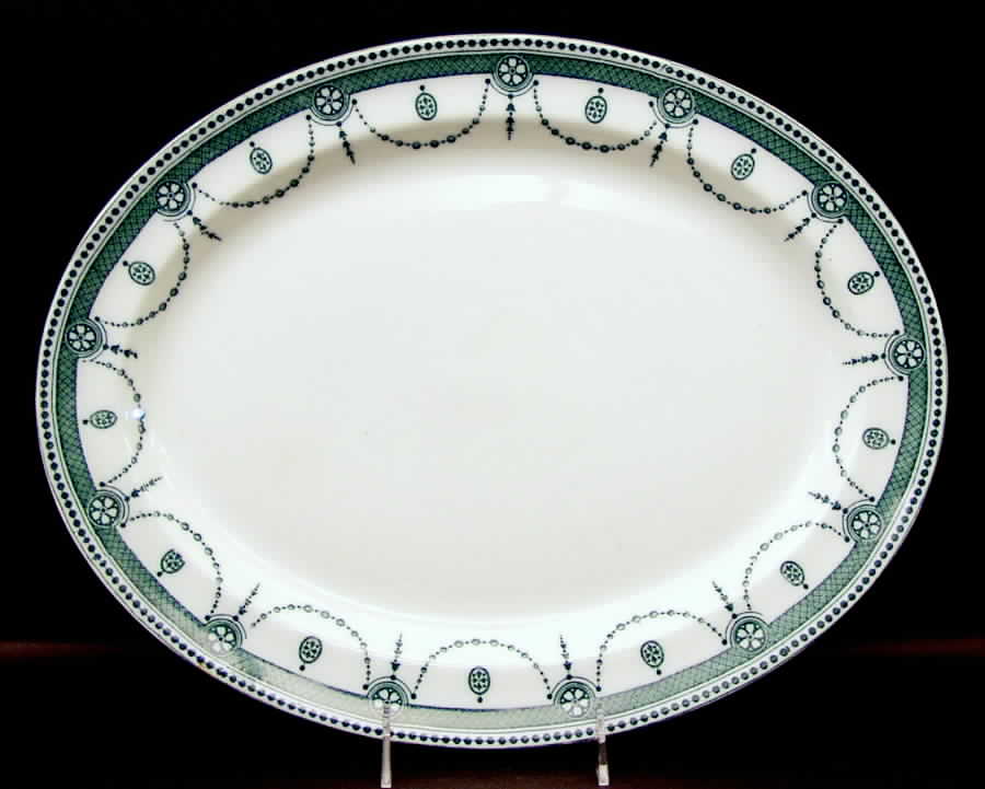 Venice Green Aqua (No Gold) 16" Oval Serving Platter by Wood & Sons-1