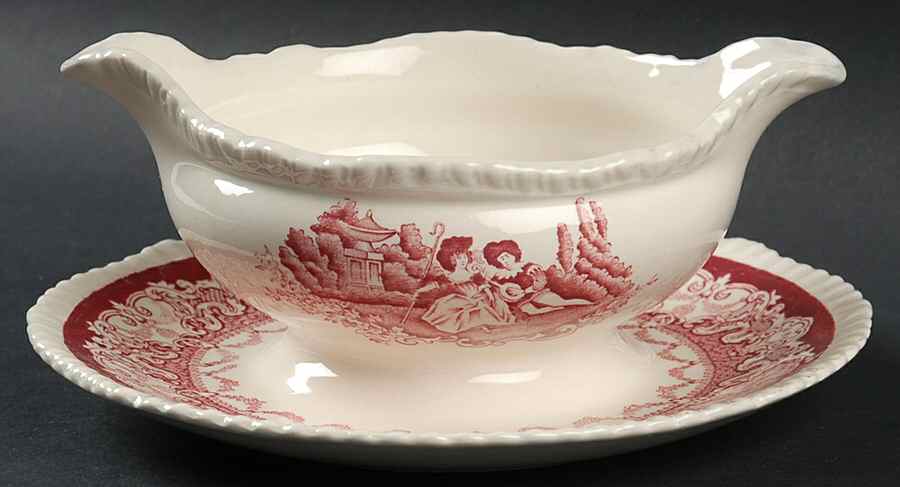 Watteau Gravy Boat with Attached Underplate by Wood & Sons-1