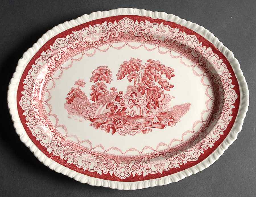 Watteau 12" Oval Serving Platter by Wood & Sons-1