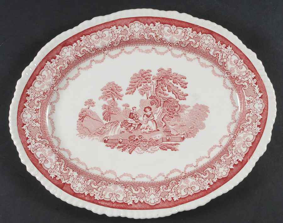 Watteau 14" Oval Serving Platter by Wood & Sons-1