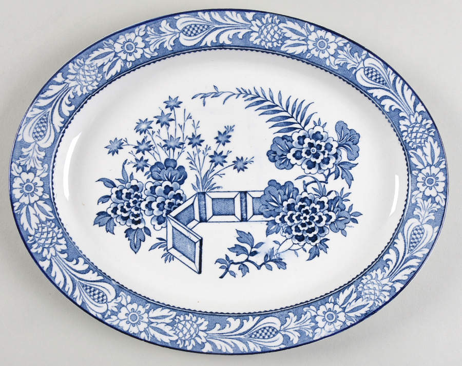 Wincanton Blue 11" Oval Serving Platter by Wood & Sons-1