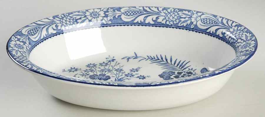 Wincanton Blue 10" Oval Vegetable Bowl by Wood & Sons-1