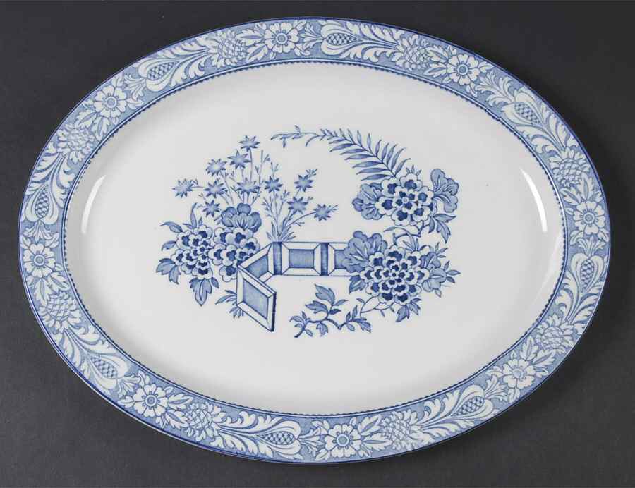 Wincanton Blue 14" Oval Serving Platter by Wood & Sons-1