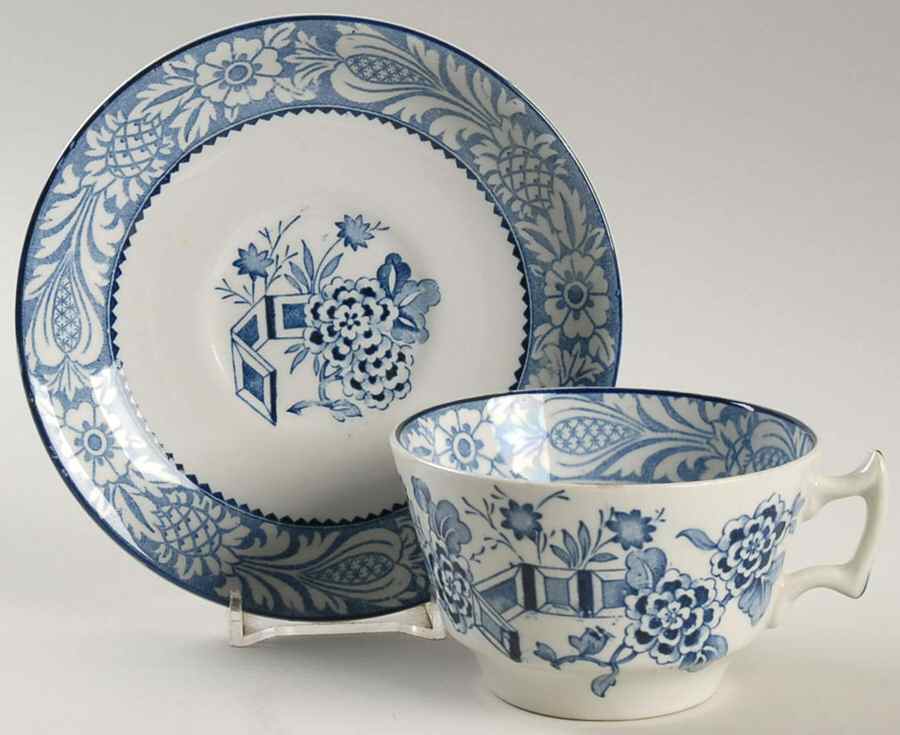 Wincanton Blue Flat Cup & Saucer Set by Wood & Sons-1