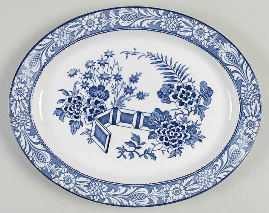 Wincanton Blue 12" Oval Serving Platter by Wood & Sons-1