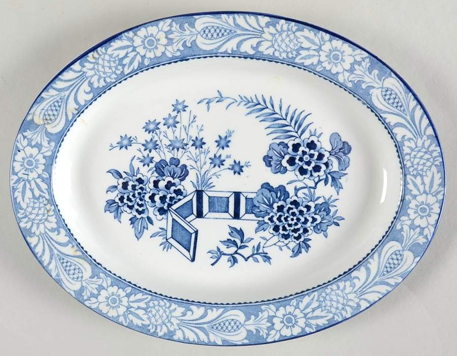 Wincanton Blue 10" Oval Serving Platter by Wood & Sons-1