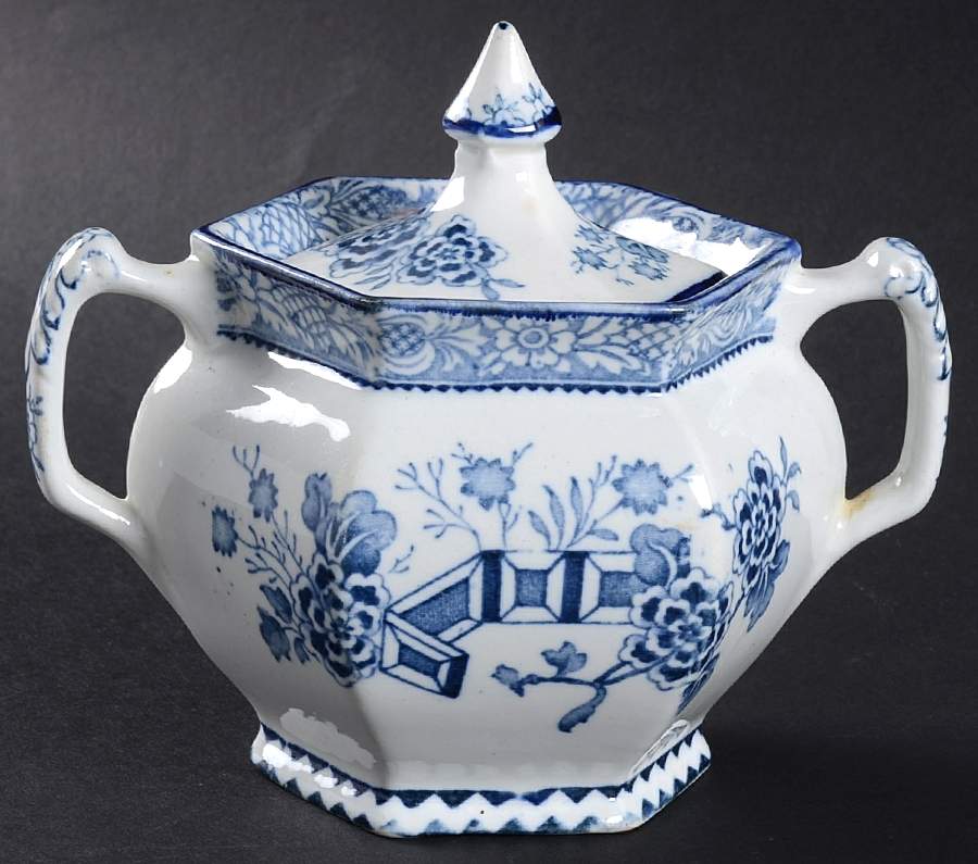 Wincanton Blue Sugar Bowl & Lid by Wood & Sons-1