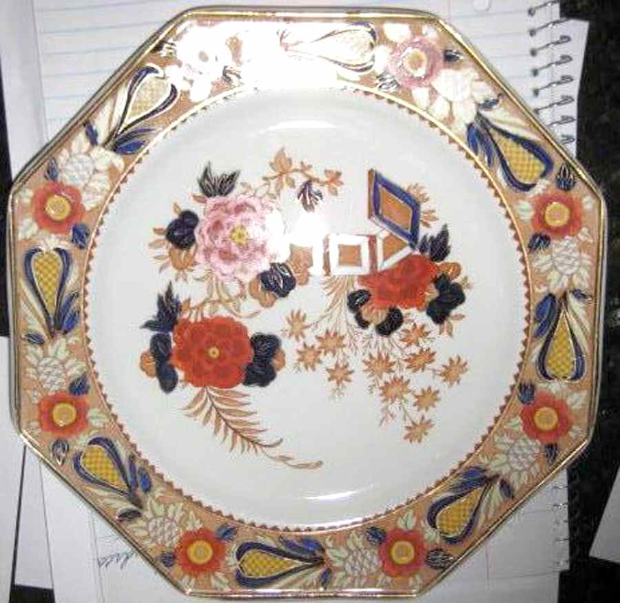 Wincanton Blue and Rust Octagonal Dinner Plate by Wood & Sons-1