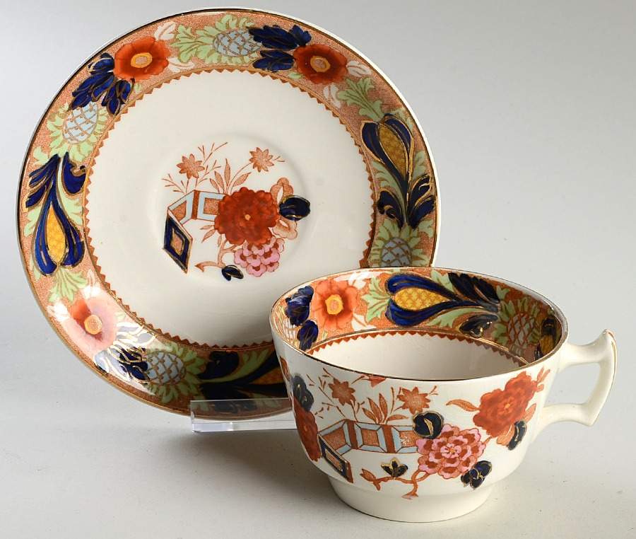 Wincanton Blue and Rust Flat Cup & Saucer Set by Wood & Sons-1