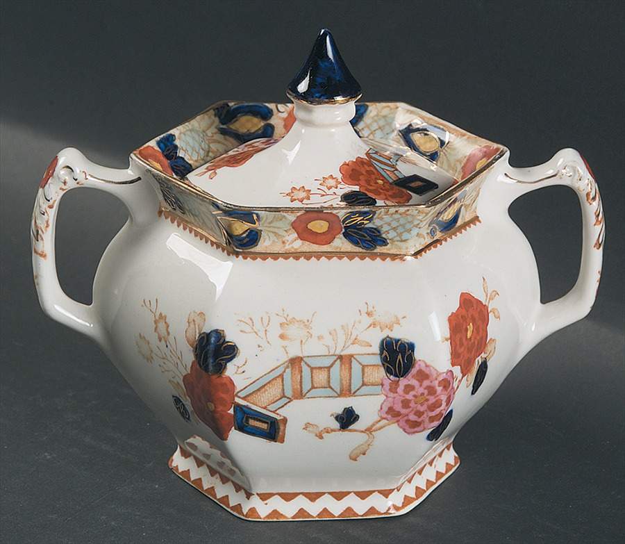 Wincanton Blue and Rust Sugar Bowl & Lid by Wood & Sons-1