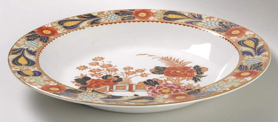 Wincanton Blue and Rust Large Rim Soup Bowl by Wood & Sons-1