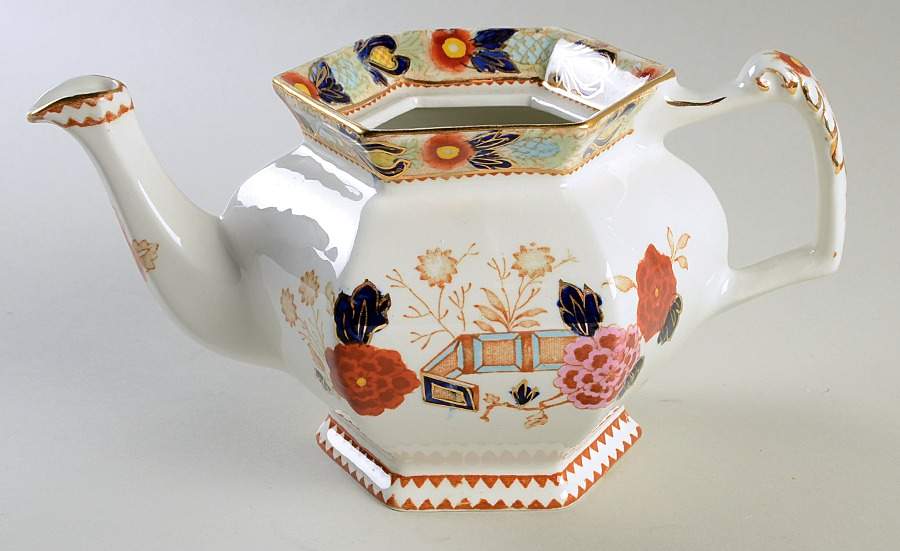 Wincanton Blue and Rust Teapot No Lid by Wood & Sons-1