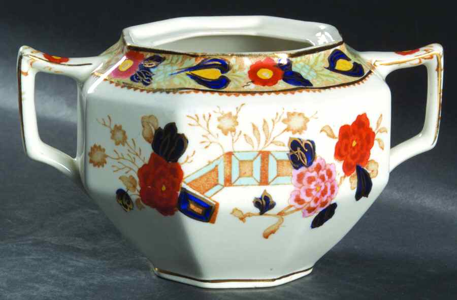 Wincanton Blue and Rust Sugar Bowl No Lid by Wood & Sons-1