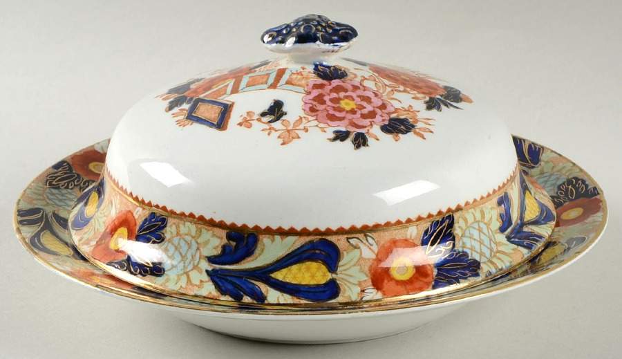 Wincanton Blue and Rust Round Covered Butter by Wood & Sons-1