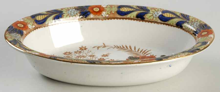 Wincanton Blue and Rust 9" Oval Vegetable Bowl by Wood & Sons-1
