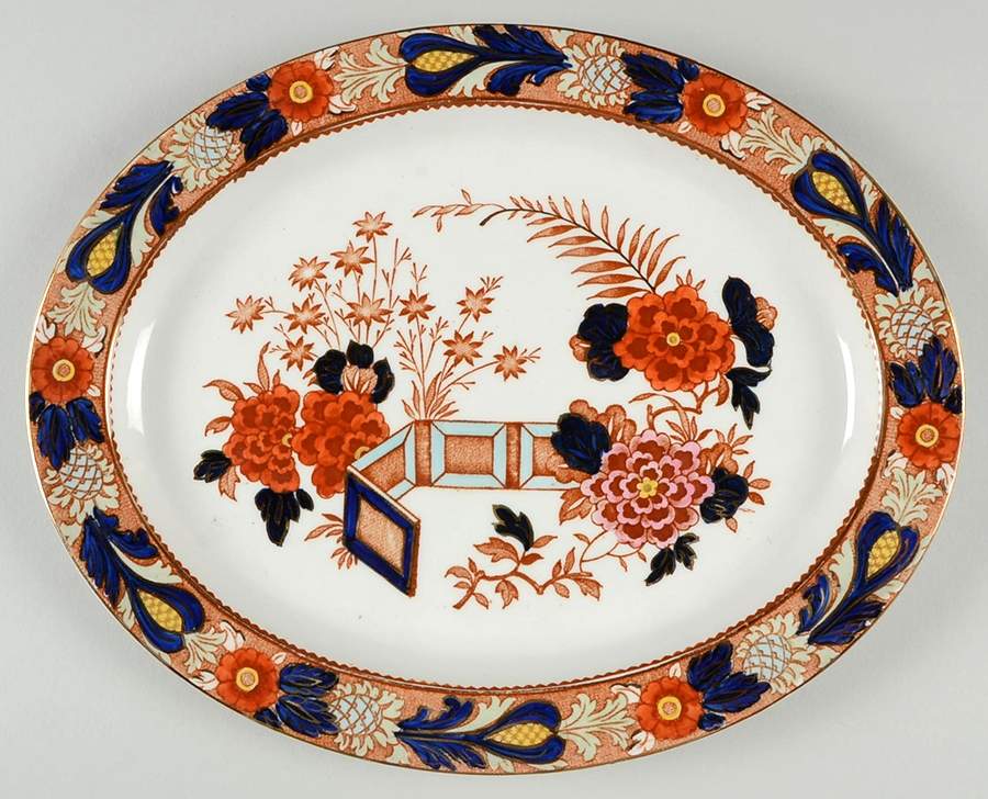 Wincanton Blue and Rust 12" Oval Serving Platter by Wood & Sons-1