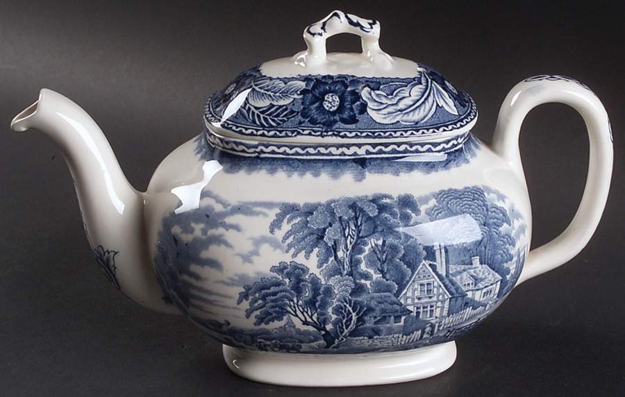 Woodland Blue (Center Scene) Teapot & Lid by Wood & Sons-1