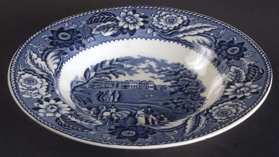 Woodland Blue (Center Scene) Rim Soup Bowl by Wood & Sons-1