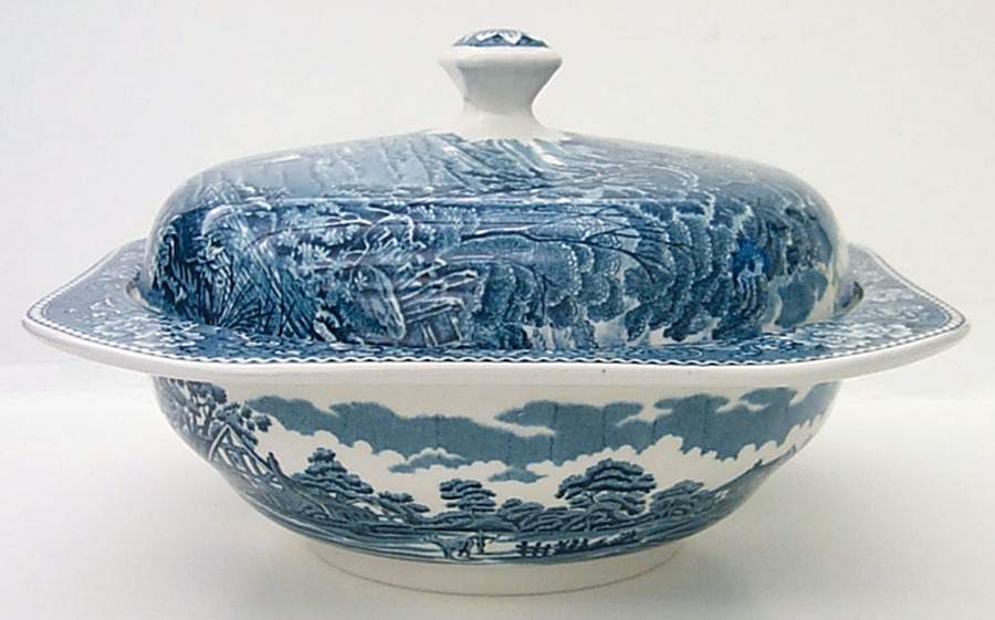Woodland Blue (Center Scene) Round Covered Vegetable by Wood & Sons-1