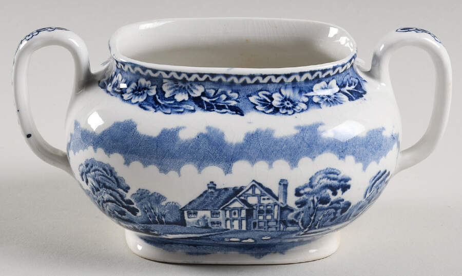 Woodland Blue (Center Scene) Sugar Bowl No Lid by Wood & Sons-1