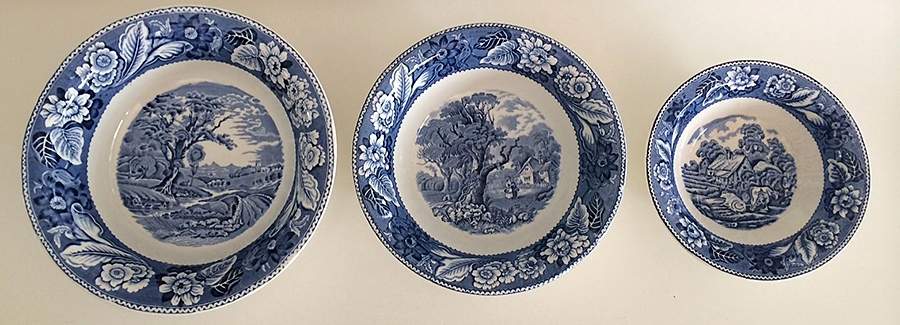 Woodland Blue (Center Scene) Large Rim Soup Bowl by Wood & Sons-1