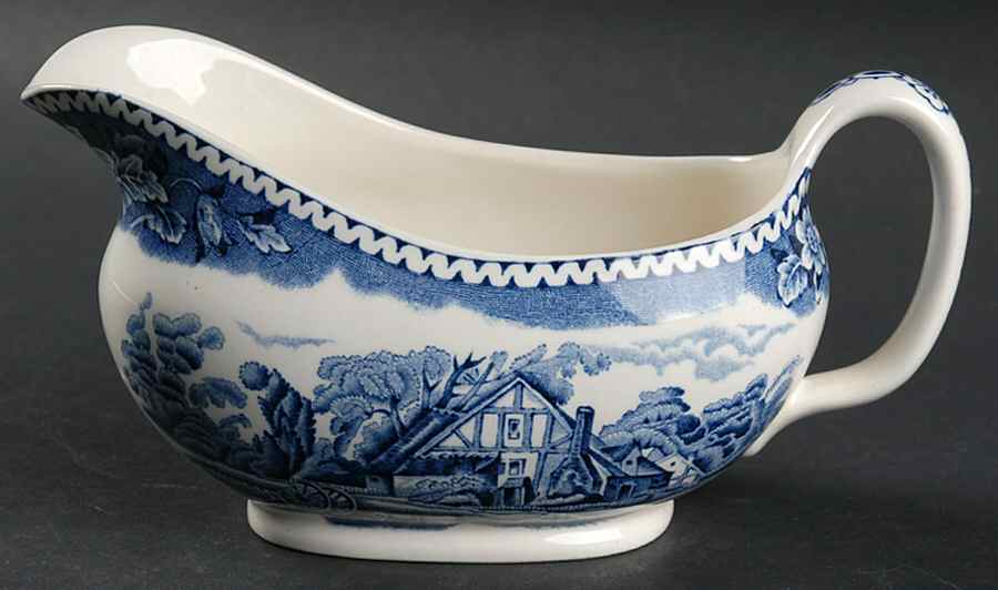 Woodland Blue (Center Scene) Gravy Boat by Wood & Sons-1