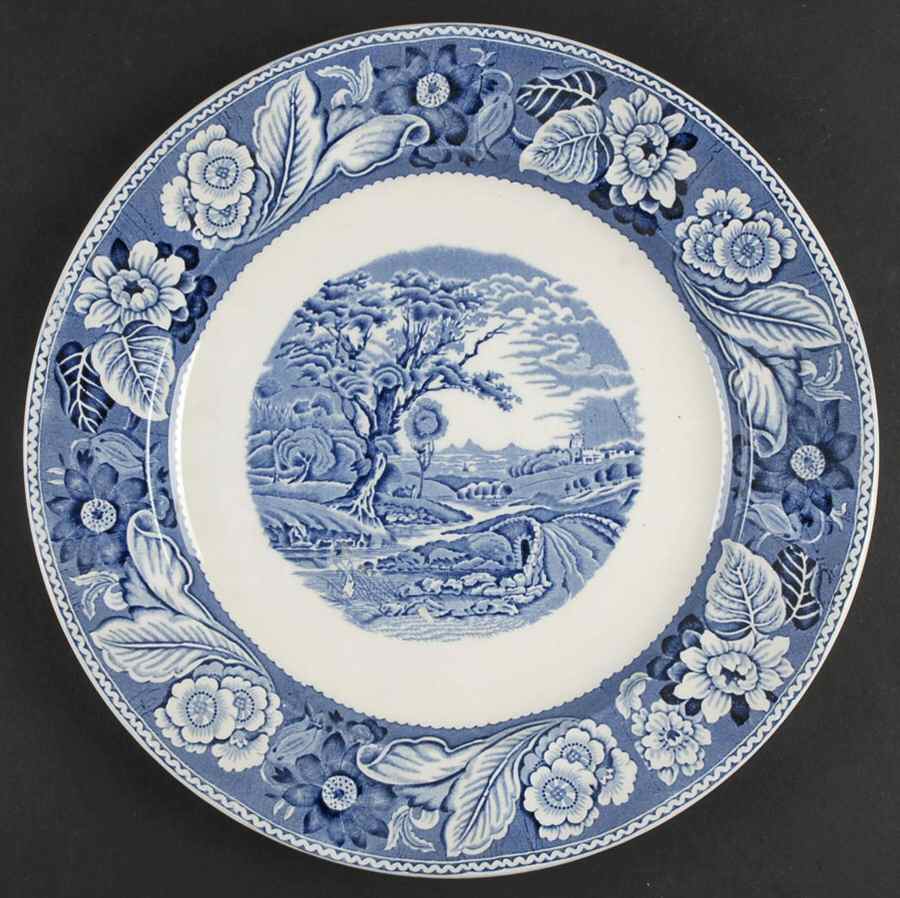 Woodland Blue (Center Scene) Service Plate (Charger) by Wood & Sons-1