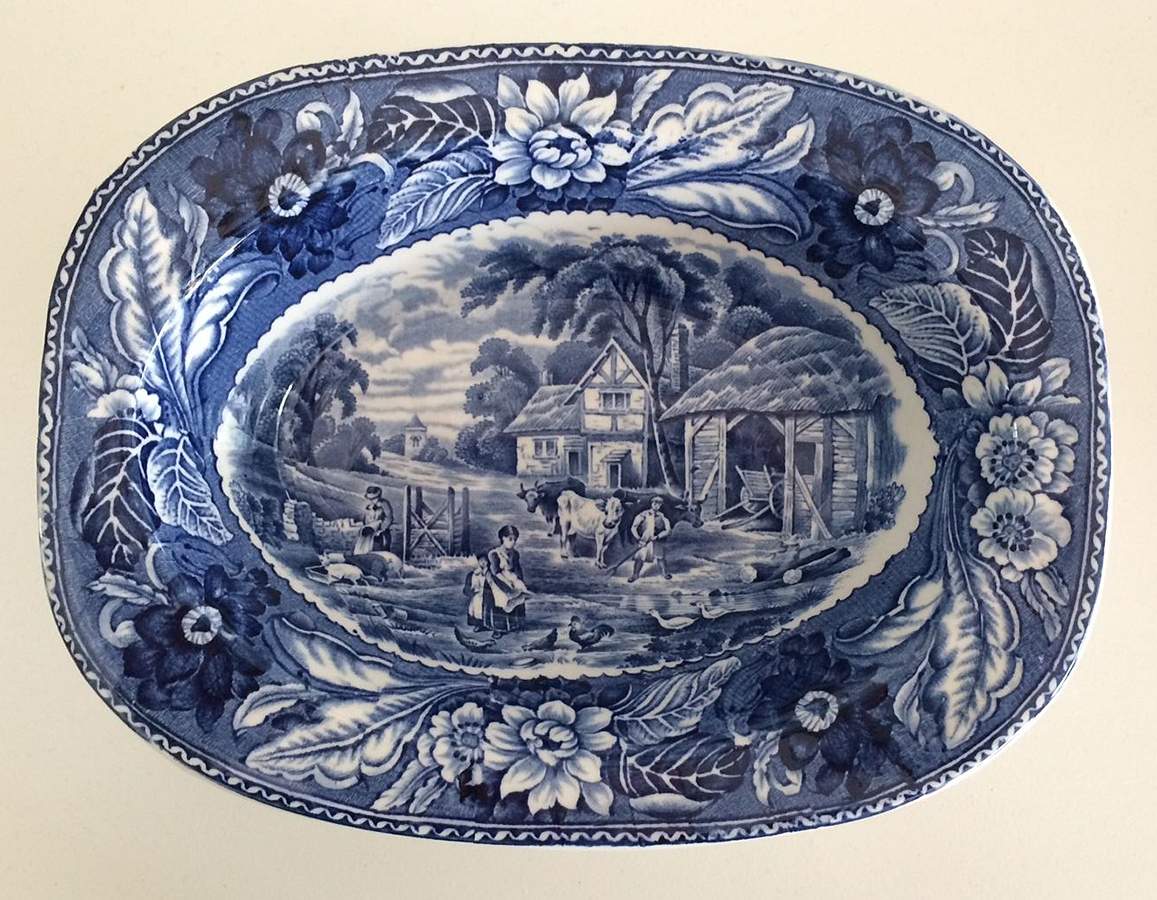Woodland Blue (Center Scene) 8" Oval Vegetable Bowl by Wood & Sons-1