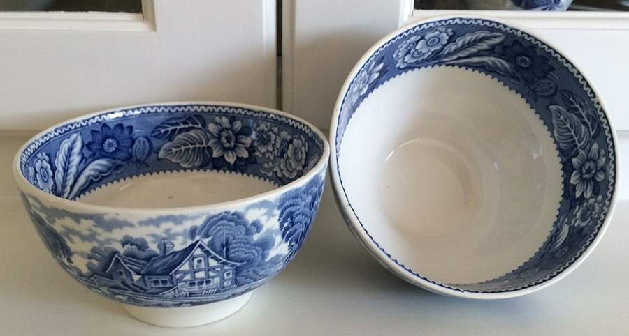 Woodland Blue (Center Scene) Cranberry Bowl by Wood & Sons-1