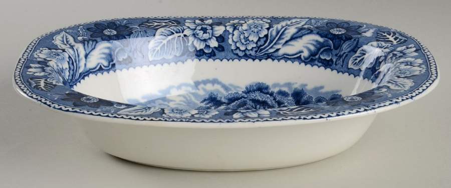 Woodland Blue (Center Scene) 9" Oval Vegetable Bowl by Wood & Sons-1