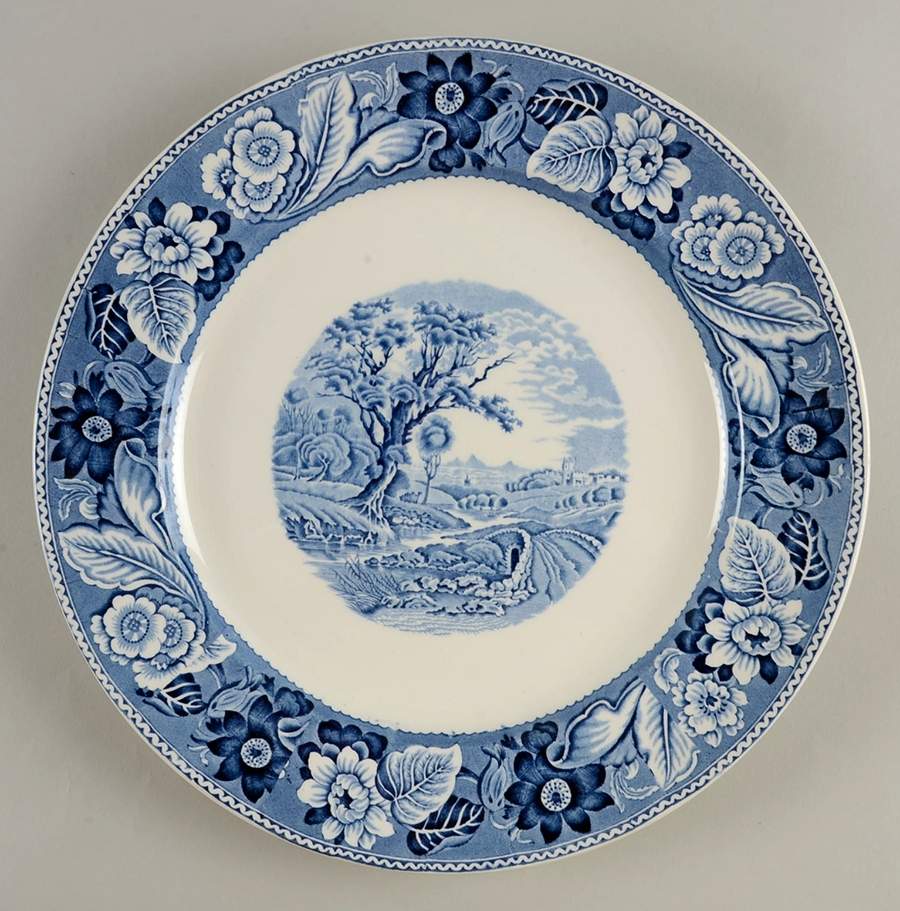 Woodland Blue (Center Scene) 12" Chop Plate (Round Platter) by Wood & Sons-1