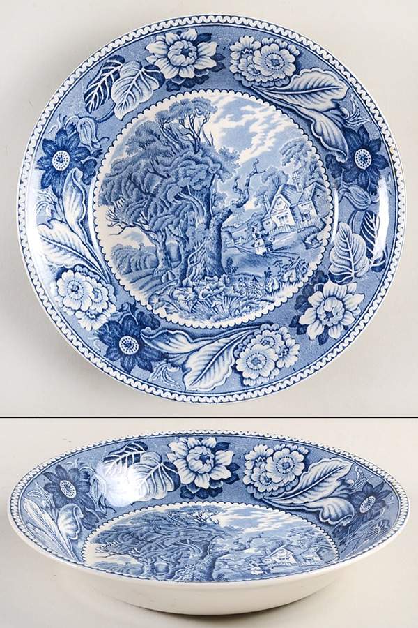 Woodland Blue (Center Scene) Coupe Soup Bowl by Wood & Sons-1